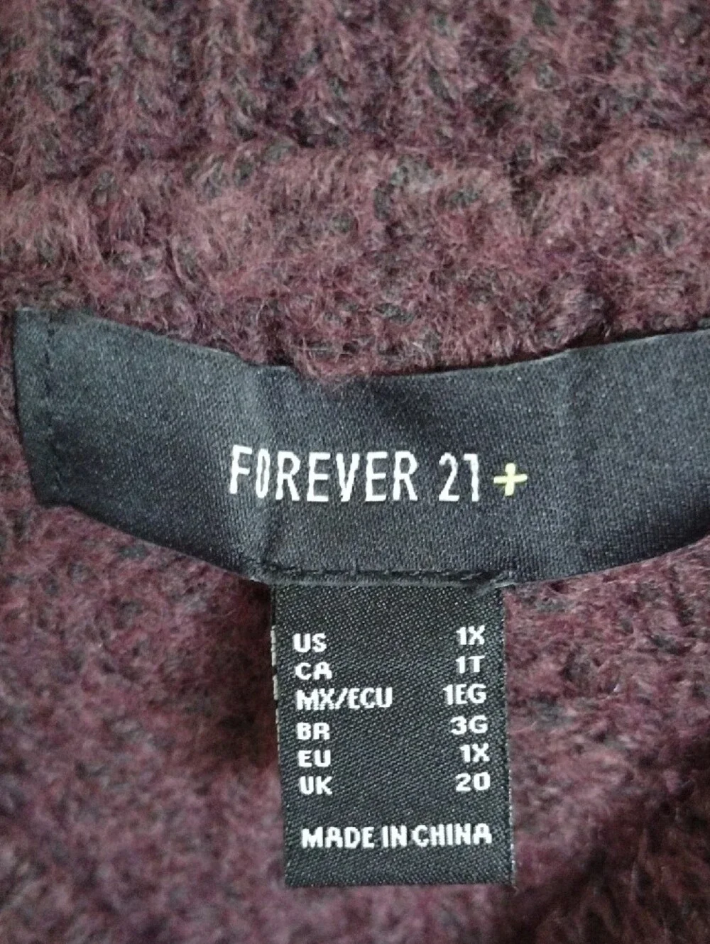 Forever 21 Cable Knit Crewneck Sweater - Burgundy